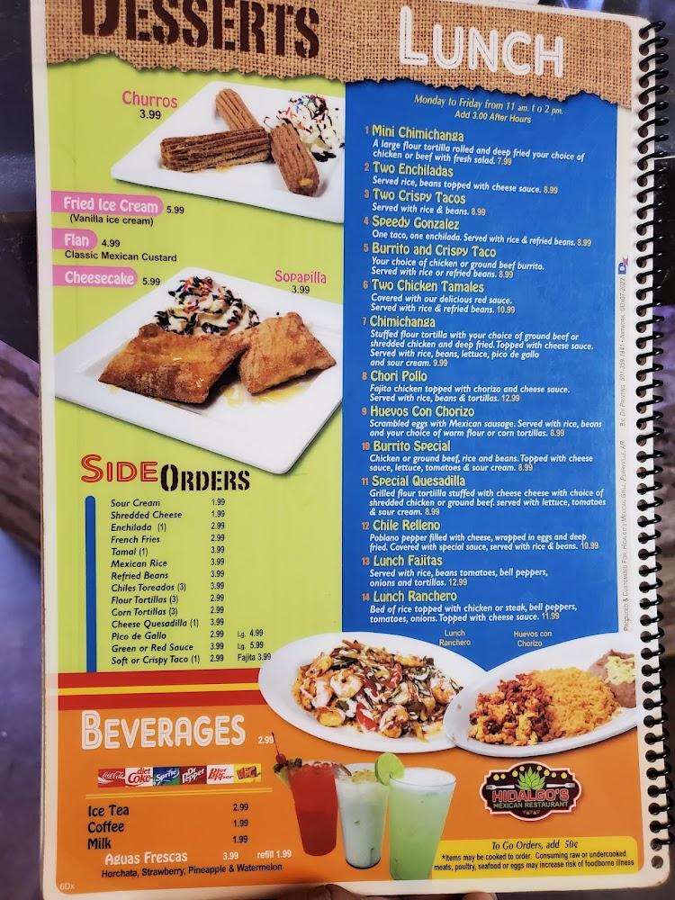 Hidalgo's Mexican Restaurant Menu image 4